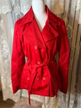 Garcia Vintage Style Red Trench Coat Large